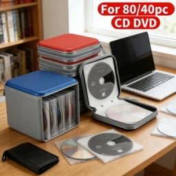 80/40Pcs Large Capacity Disc CD DVD VCD Wallet Storage Organizer Case Holder Album Box Cases with Zipper Bags CD Box Accessories
