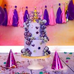 Sparkle K-Pop Birthday Cake Decor: Purple Disco Balls, Musical Notes & Glitter Stars – Party Supplies for Fans