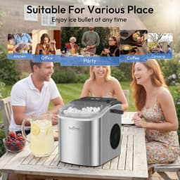 LOEFME Portable Mini Fully Automatic Bullet Shaped Ice Maker 12kg/24h 6 Minutes/9pcs Ice Cubes W/ Scoop Professional Ice Machine