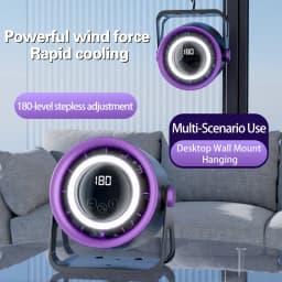 TINSOL 1800mAH Portable Electric Fan with Ambient Light Turbo Mute Electric Fan Desktop Wall Mount Ceiling Air Cooler
