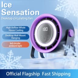 TINSOL 1800mAH Portable Electric Fan with Ambient Light Turbo Mute Electric Fan Desktop Wall Mount Ceiling Air Cooler