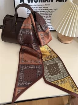 New Long Silk Scarf Women Luxury Paisley Print Headband Soft Satin Scarves Hands Bag Ribbon Foulard Hijab Neckerchief Headband