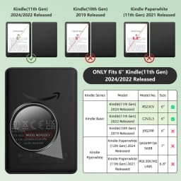 Magnetic Detachable Case for 6" Kindle (11th Gen 2022/2024) - Slim Lightweight PU Protective Cover, Auto Wake/Sleep