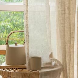 Beige Tulle Cotton Linen Look Sheer Voile  Window Curtain for Bedroom or Living Curtains for Dining Room  Window