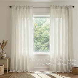 Beige Tulle Cotton Linen Look Sheer Voile  Window Curtain for Bedroom or Living Curtains for Dining Room  Window