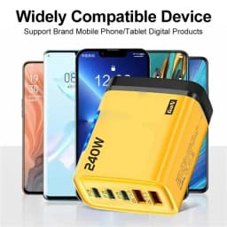 240W 5Port GaN Charger USB C Fast Charging Adapter PD Quick Charge3.0 Type C USB Charger For iPhone Samsung Xiaomi Huawei Tablet