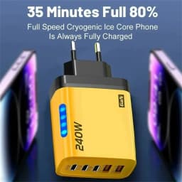 240W 5Port GaN Charger USB C Fast Charging Adapter PD Quick Charge3.0 Type C USB Charger For iPhone Samsung Xiaomi Huawei Tablet
