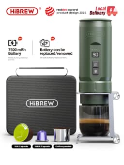 HiBREW H4C Portable Espresso Coffee Machine 3in1 Travel Coffee Maker 7500mAh Lithium Battery Self-Heating Ns DG Capsule & Ground