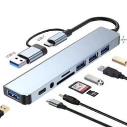 8in1 USB C HUB Type C Splitter 4K Thunderbolt 3 Docking Station Laptop Adapter For Macbook Air M1 iPad Pro RJ45 HDMI Computer