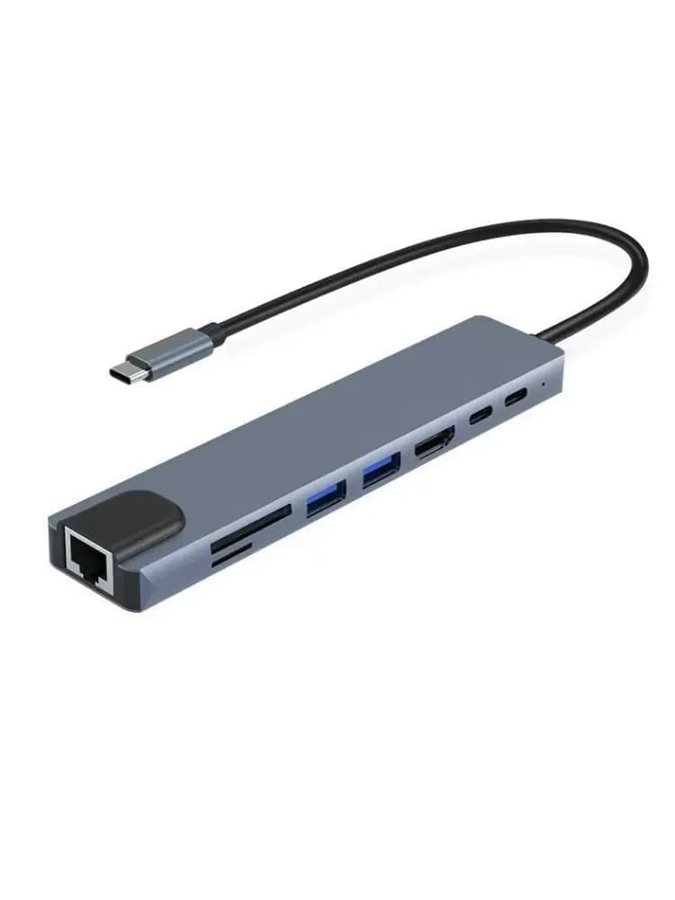 8in1 USB C HUB Type C Splitter 4K Thunderbolt 3 Docking Station Laptop Adapter For Macbook Air M1 iPad Pro RJ45 HDMI Computer