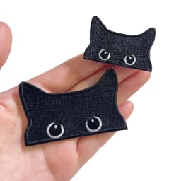 2PCS/lot Embroidered Black Cat Design Patch Cute Iron On Patch for Clothing Jeans Jacket Decoration