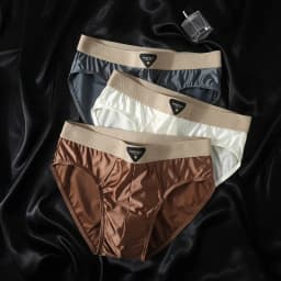 Men's Ice Silk Nylon Briefs 1/3 Pcs Set Soft Breathable Comfortable Underwear with High Elastic Mesh Crotch Shorts
