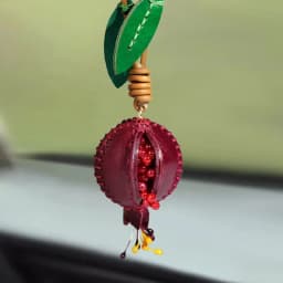 Handmade Vegetable Tanned Leather Pomegranate Keychain Fruit Bag Charm Cute Purse Pendant Car Mirror Accessories For Women Gifts