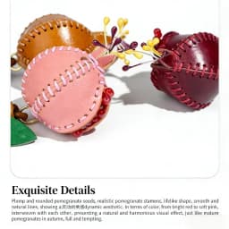 Handmade Vegetable Tanned Leather Pomegranate Keychain Fruit Bag Charm Cute Purse Pendant Car Mirror Accessories For Women Gifts