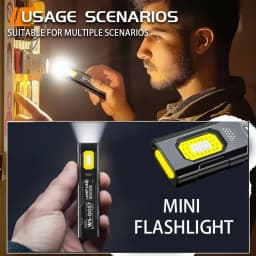  1-3PCSMini EDC Flashlight With COB Tail Magnet USB Rechargeable Emergency Lantern Hat Clip Light For Camping Running Working