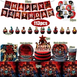 Horror Movie Birthday Decoration Stranger Season 5 Tableware Cups Plates Balloons Baby Shower Kids Birthday Party Supplies