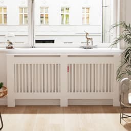 High Radiator Cover Modern Slatted Vertical Radiator Cover MDF Cabinet High Radiators Shelf for Bedroom Living Room Radiators
