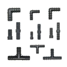 16mm 20mm 25mm PE Pipe Barb Connectors Tee Elbow Repair End Plug 1/2 3/4" Garden Water Drip Irrigation Pipe Connector Joints 4PC