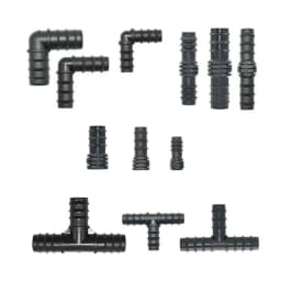 16mm 20mm 25mm PE Pipe Barb Connectors Tee Elbow Repair End Plug 1/2 3/4" Garden Water Drip Irrigation Pipe Connector Joints 4PC