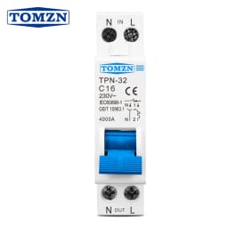 TOMZN TPN 1P+N Mini Circuit Breaker MCB 10A 16A 20A 25A 32A 230V AC DIN Rail
