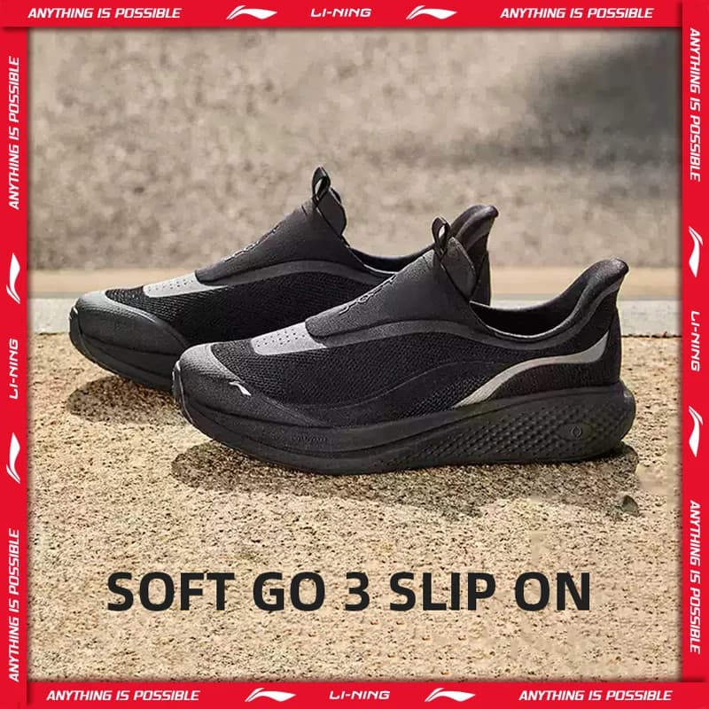 Li-Ning Men's SOFT GO 3 SLIP ON Lifestyle Shoes COMFOAM Breathable Wear-resistant Walking Shoes LiNing Casual Sneakers AGLW009