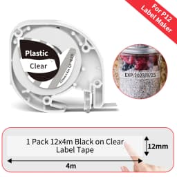 Phomemo P12 P12Pro Label Maker Tape Replacement for DYMO Label Maker Pastic Tape Replace for DYMO Letra Tag 100H LT-100T LT110T