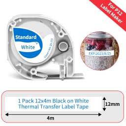 Phomemo P12 P12Pro Label Maker Tape Replacement for DYMO Label Maker Pastic Tape Replace for DYMO Letra Tag 100H LT-100T LT110T