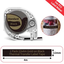 Phomemo P12 P12Pro Label Maker Tape Replacement for DYMO Label Maker Pastic Tape Replace for DYMO Letra Tag 100H LT-100T LT110T