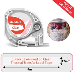 Phomemo P12 P12Pro Label Maker Tape Replacement for DYMO Label Maker Pastic Tape Replace for DYMO Letra Tag 100H LT-100T LT110T