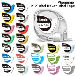 Phomemo P12 P12Pro Label Maker Tape Replacement for DYMO Label Maker Pastic Tape Replace for DYMO Letra Tag 100H LT-100T LT110T