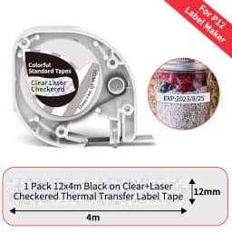 Phomemo P12 P12Pro Label Maker Tape Replacement for DYMO Label Maker Pastic Tape Replace for DYMO Letra Tag 100H LT-100T LT110T
