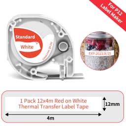 Phomemo P12 P12Pro Label Maker Tape Replacement for DYMO Label Maker Pastic Tape Replace for DYMO Letra Tag 100H LT-100T LT110T