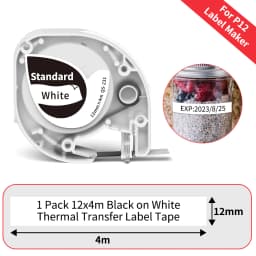 Phomemo P12 P12Pro Label Maker Tape Replacement for DYMO Label Maker Pastic Tape Replace for DYMO Letra Tag 100H LT-100T LT110T
