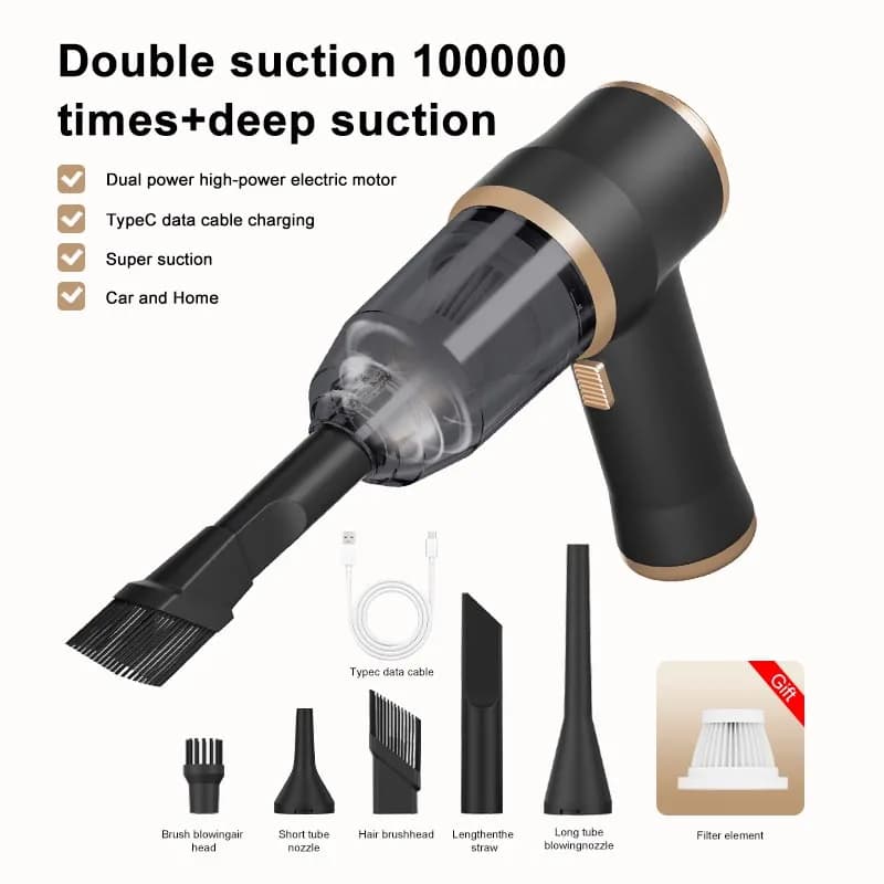 High Power Car Blower Vacuum, 2-in-1 Strong Suction & Blowing, Portable for Auto/Home Cleaning, Dust Removal from Seat/Mat/Trunk