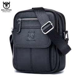 Bullcaptain Casual Men's Shoulder Bags Business Messenger Bag High-Quality Men's Cow Leather Bag's Mini Large Capacity Pocket