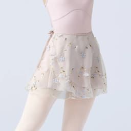 Women Ballet Skirts Embroidery Floral Mini Wrap Short Dance Skirts 2 Layers Adult Big Girl Dancewear Performance Ballet Costumes