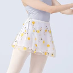 Women Ballet Skirts Embroidery Floral Mini Wrap Short Dance Skirts 2 Layers Adult Big Girl Dancewear Performance Ballet Costumes