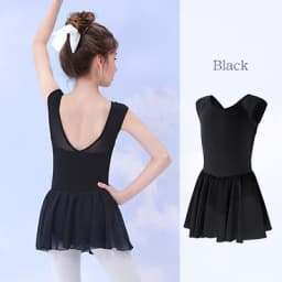 Girls Ballet Dress Sleeveless Dance Leotard Dress Cotton Splice Dance Dress for Girls Kids Ballet Leotard with Chiffon Skirt