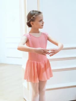 Girls Ballet Dress Sleeveless Dance Leotard Dress Cotton Splice Dance Dress for Girls Kids Ballet Leotard with Chiffon Skirt