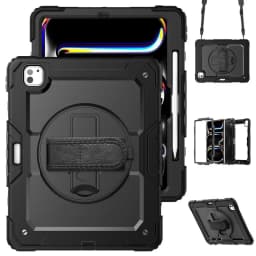 Kickstand Shockproof Case For iPad Pro 11 12.9 13 2024 Cover iPad Air 4 5 10.9 10th 11th A16 2025+Screen Protector+Shoulder Belt