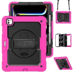 Kickstand Shockproof Case For iPad Pro 11 12.9 13 2024 Cover iPad Air 4 5 10.9 10th 11th A16 2025+Screen Protector+Shoulder Belt