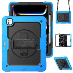 Kickstand Shockproof Case For iPad Pro 11 12.9 13 2024 Cover iPad Air 4 5 10.9 10th 11th A16 2025+Screen Protector+Shoulder Belt