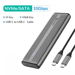 PHIXERO SSD Case NVMe SATA M.2 to USB Type C SSD Enclosure Dual Portocol NVMe to USB Adapter 10Gbps USB 3.1 Gen2 USB C External