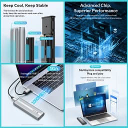 PHIXERO SSD Case NVMe SATA M.2 to USB Type C SSD Enclosure Dual Portocol NVMe to USB Adapter 10Gbps USB 3.1 Gen2 USB C External
