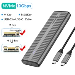 PHIXERO SSD Case NVMe SATA M.2 to USB Type C SSD Enclosure Dual Portocol NVMe to USB Adapter 10Gbps USB 3.1 Gen2 USB C External