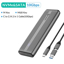 PHIXERO SSD Case NVMe SATA M.2 to USB Type C SSD Enclosure Dual Portocol NVMe to USB Adapter 10Gbps USB 3.1 Gen2 USB C External