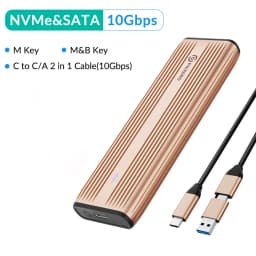 PHIXERO SSD Case NVMe SATA M.2 to USB Type C SSD Enclosure Dual Portocol NVMe to USB Adapter 10Gbps USB 3.1 Gen2 USB C External