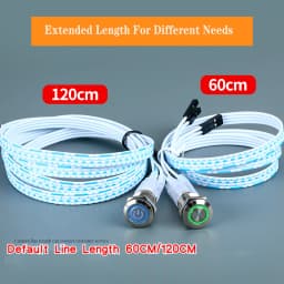 Pc Power Switch Button extension 60cm/120cm Server Boot Host Restart Reset Led Metal With Line DIY Modified Chassis Desktop ATX