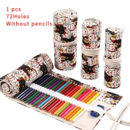 12/24/36/48/72 Hole Colorful Cloth Pencil Case Antique Aesthetics Stationery Cosmetic Pencil Storage Bag Stationery Box 050045
