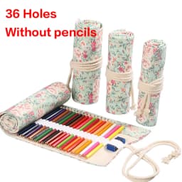 12/24/36/48/72 Hole Colorful Cloth Pencil Case Antique Aesthetics Stationery Cosmetic Pencil Storage Bag Stationery Box 050045